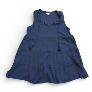 J. Jill Blue Sleeveless Tunic w Tassle Accessory